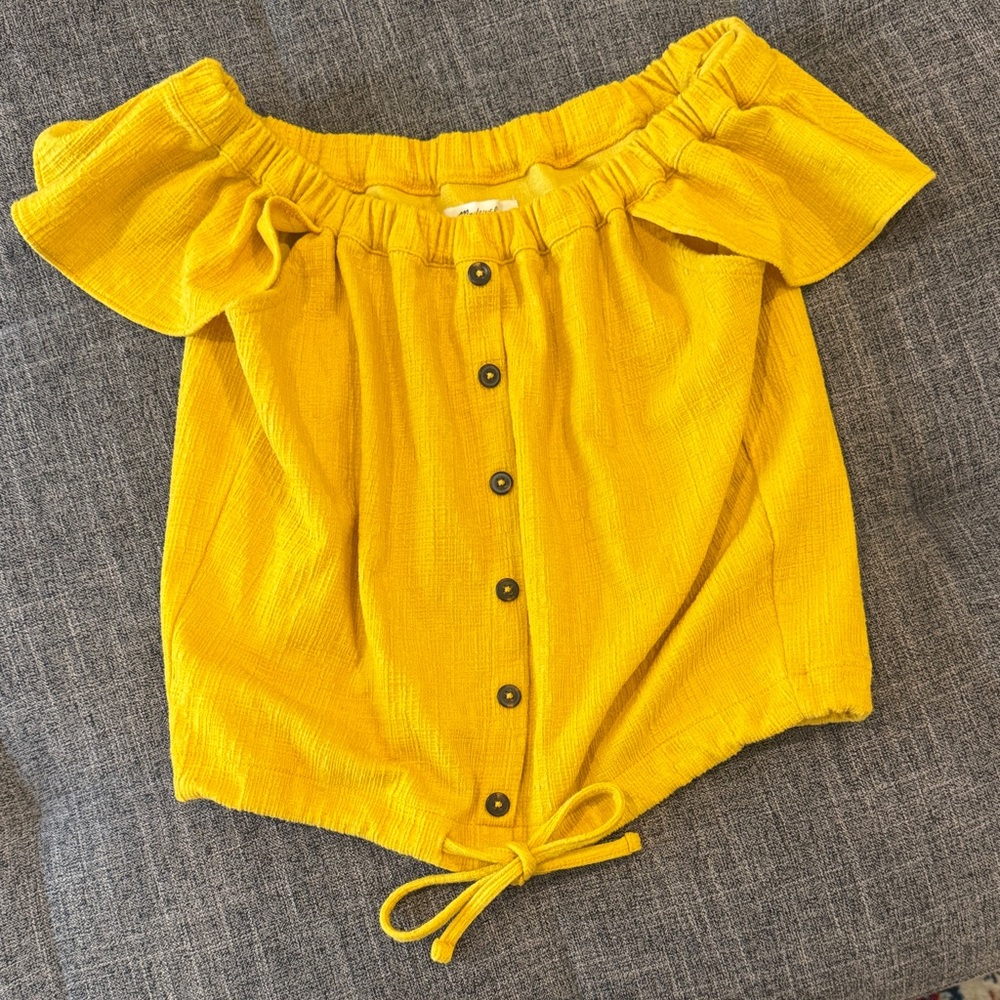 Madewell Sunflower Yellow Textured Off-Shoulder Top-XS